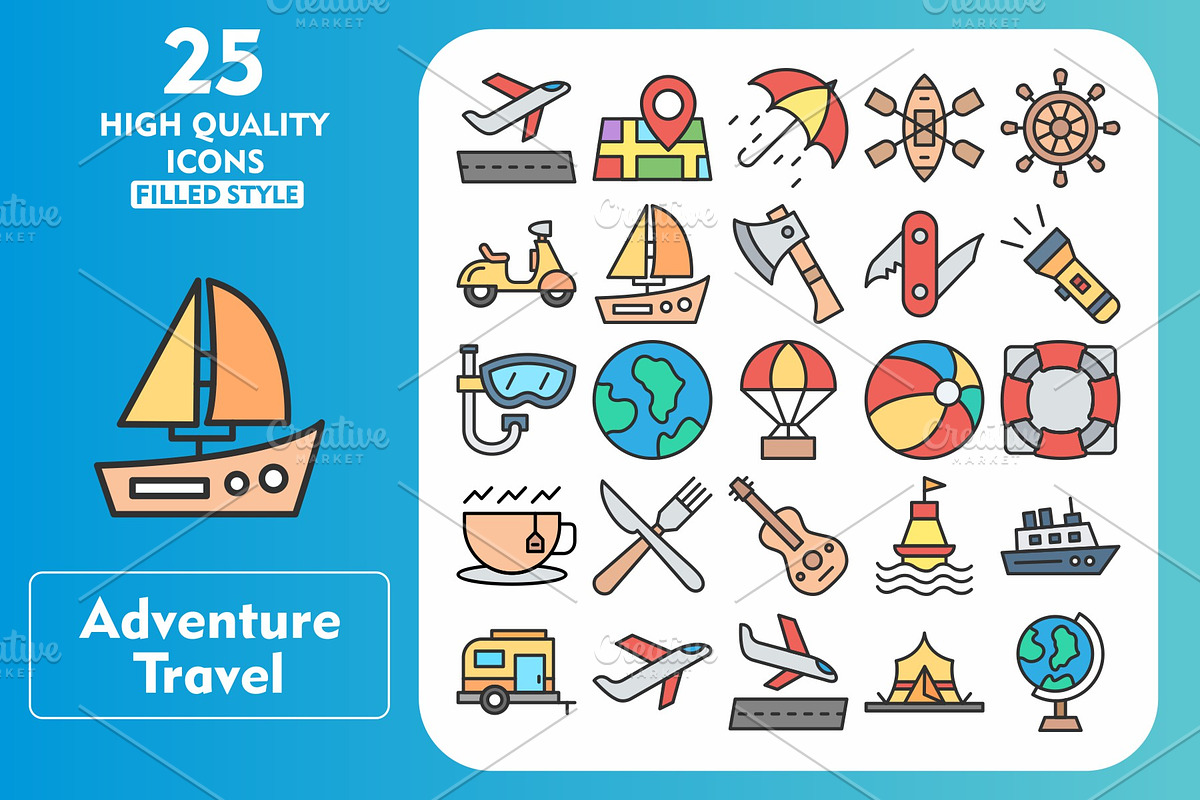 Adventure Travel 25 Line Filled Icon, an Icon by Pexelpy