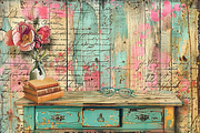 Vintage Musical Wooden Junk Page, a Background Graphic by Printable Treasure (Thumbnail 2 of 7)