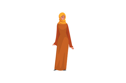 Beautiful Muslim Woman in Orange, a Person Illustration by TopVectors