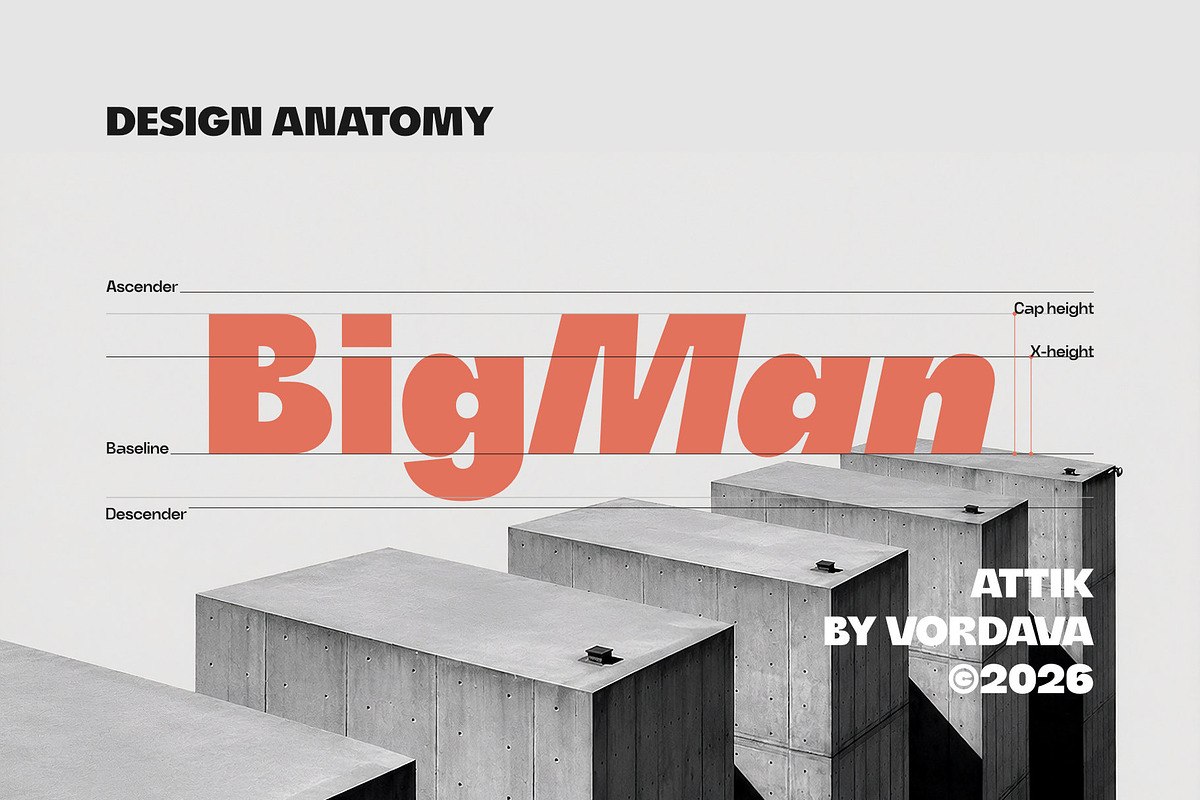 Attik - Brutalist Display Font, a Sans Serif Font by Satriyo Atmojo (Photo 6 of 10)