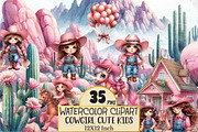 Cowgirl Cute Kids Clipart, a Seasonal Illustration by Rose Art (Thumbnail 1 of 4)