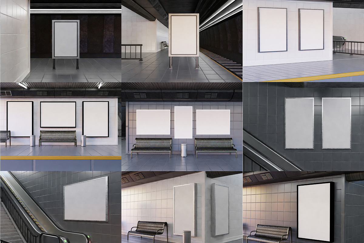 Subway Billboard Mockup Set, an Advertising Mockup by Mego-studio (Photo 7 of 7)