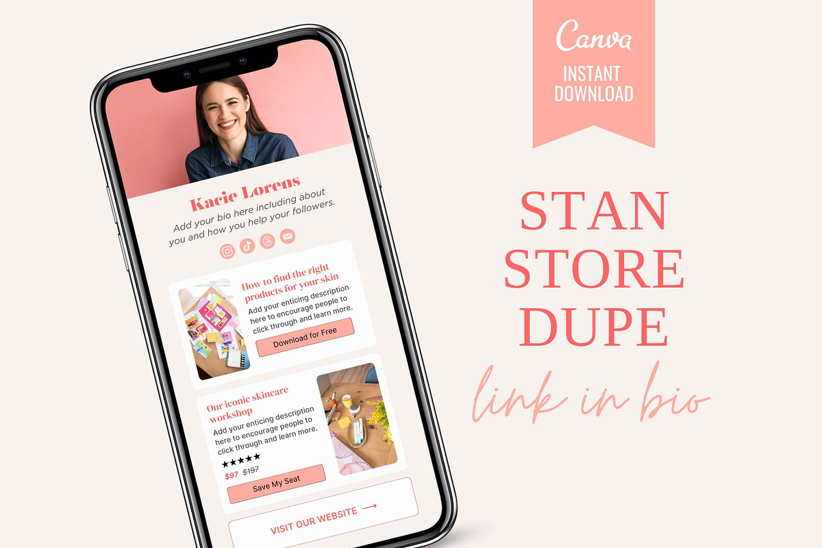 Stan Link In Bio Canva Template, a Landing Page Template by Ciera Design Templates (Photo 1 of 9)