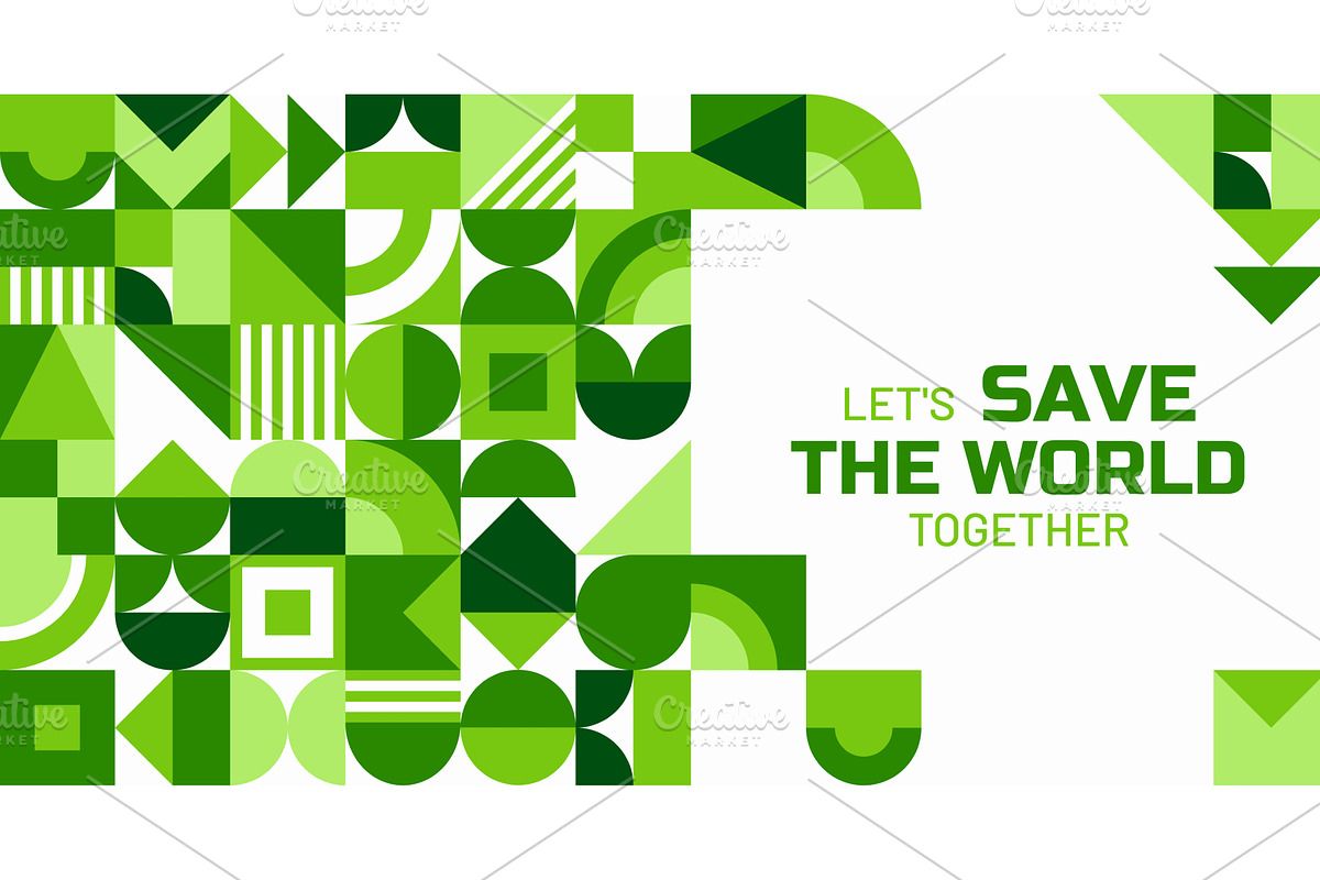 Save the Earth banner, green pattern, a Decorative Illustration by Vector Tradition