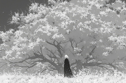 woman in a field near a tree, a Photo by Pictures for you!!!!!!!!!