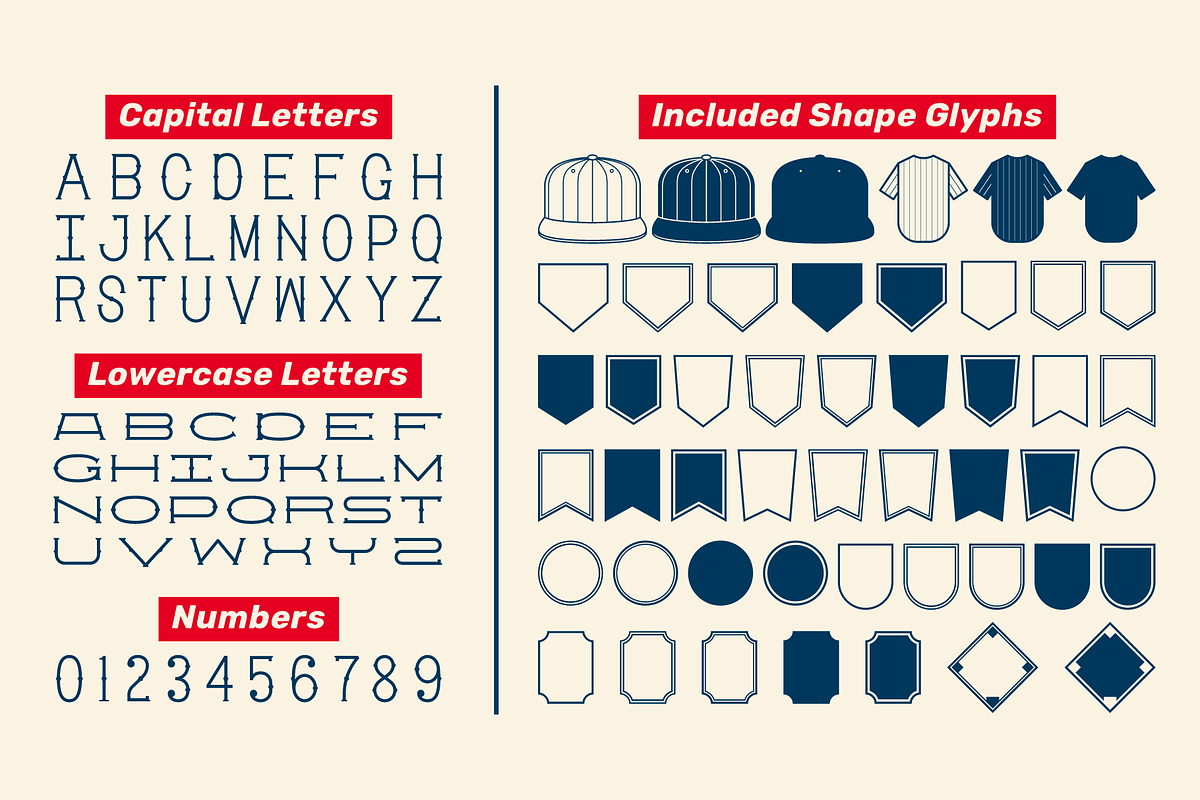 Retro-Era Baseball Serif Style 3, a Symbol Font by Para-Scope Design (Photo 6 of 8)