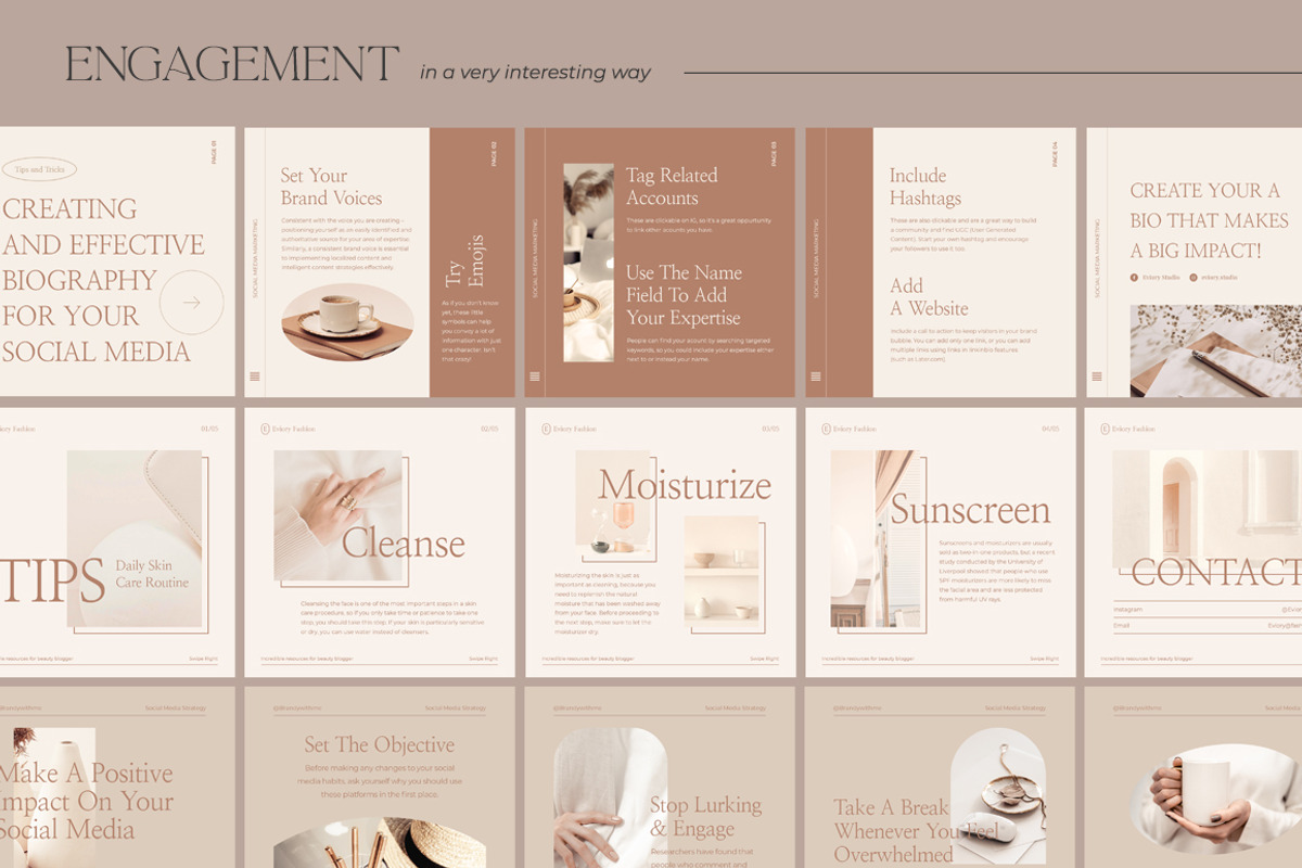 Neutral Carousel Instagram CANVA PS, a Social Media Template by Eviory