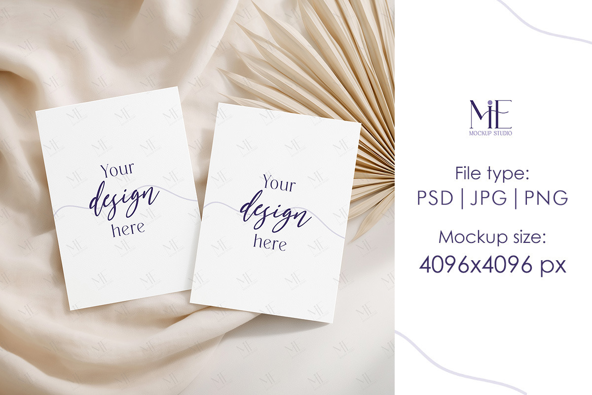 Double Greeting Invite Cards Mock-up, an Advertising Mockup by Mie Mockup Studio (Photo 2 of 7)