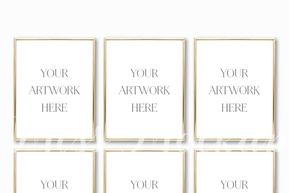 Set Of 6 Gold Frames Mockup, a Print Template by Miss Mockup