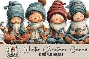 Winter Christmas Gnome Clipart, an Illustration by DreamArtGraphic