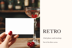 Retro 3.5x2 Place Card Mockup, a Product Mockup by Serenefeeling