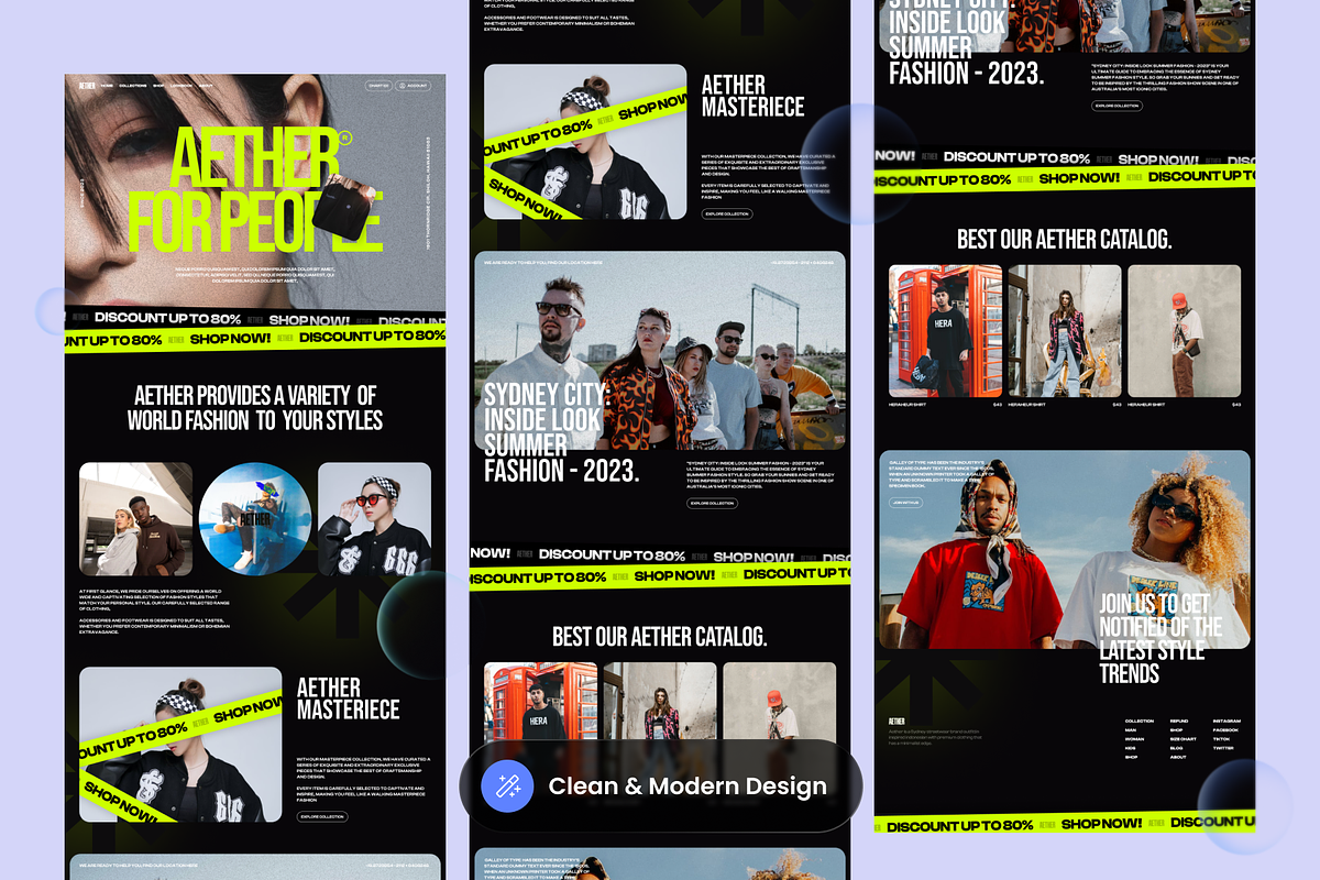 Aether - Fashion Shop Landing Page, a Landing Page Template by SLAB! Design (Photo 3 of 4)