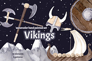 Vikings Watercolor Clipart Painted, an Illustration by Sha1nee (Thumbnail 1 of 3)