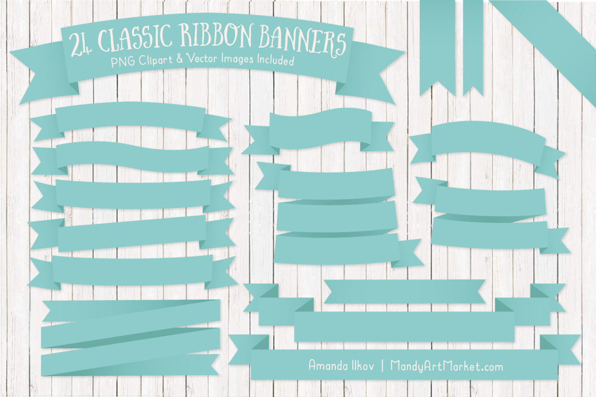 Aqua Ribbon Banner Clipart, an Illustration by Amanda Ilkov (Photo 1 of 4)