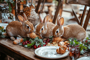 Cute bunnies enjoying fresh food at, a Photo by Iftikhar Alam