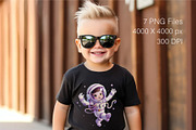Cute girl astronaut. T-Shirt, PNG., a Person Illustration by KENO Mascots (Thumbnail 7 of 9)