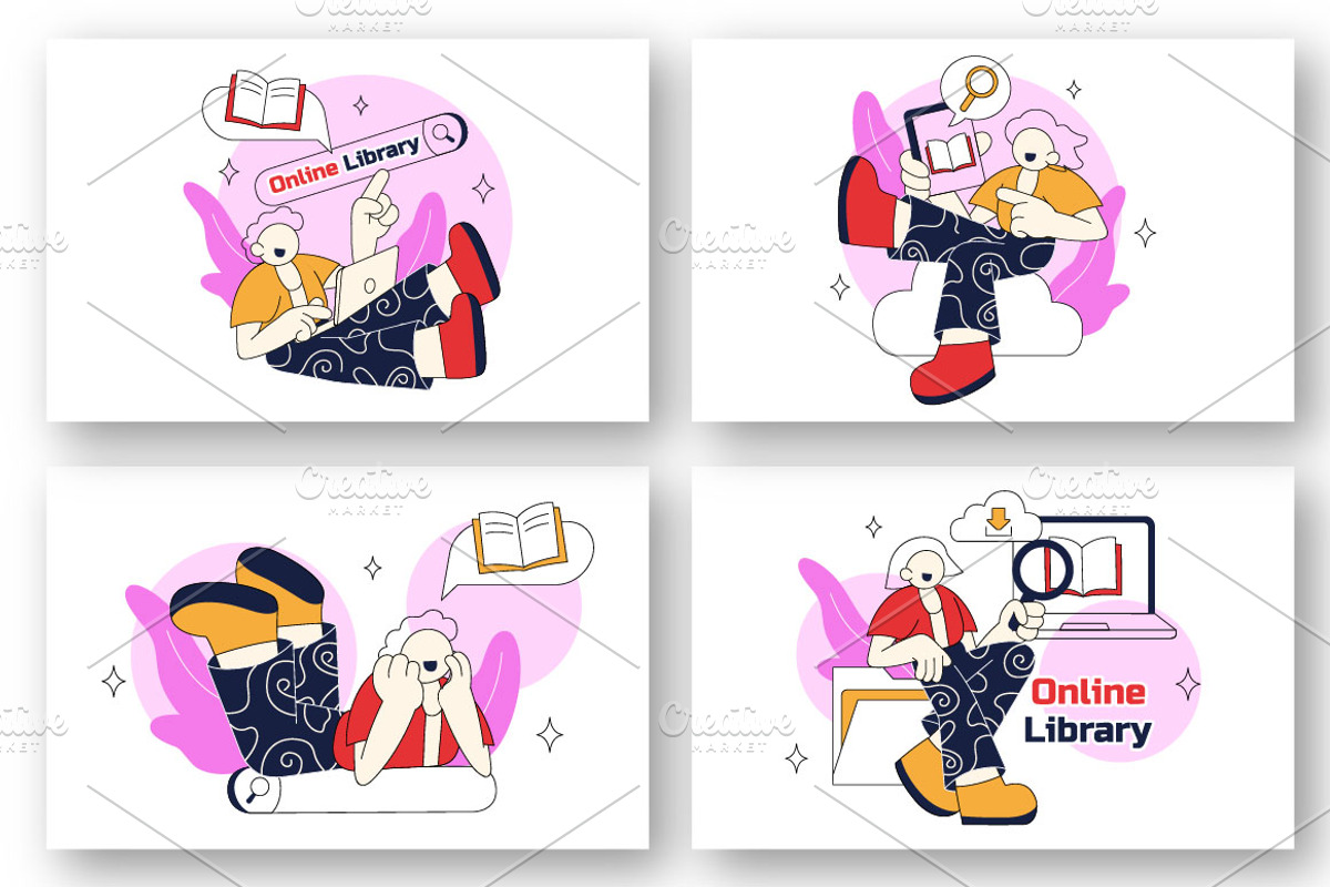 6 Online Library Vector Illustration, an Education Illustration by denayunebgt (Photo 2 of 3)