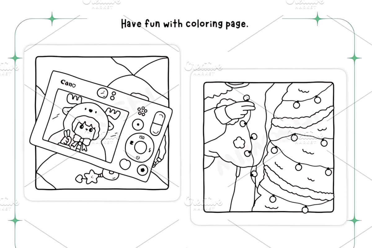 Cozy Girl Christmas Coloring Pages, a Seasonal Illustration by Design Station (Photo 3 of 4)