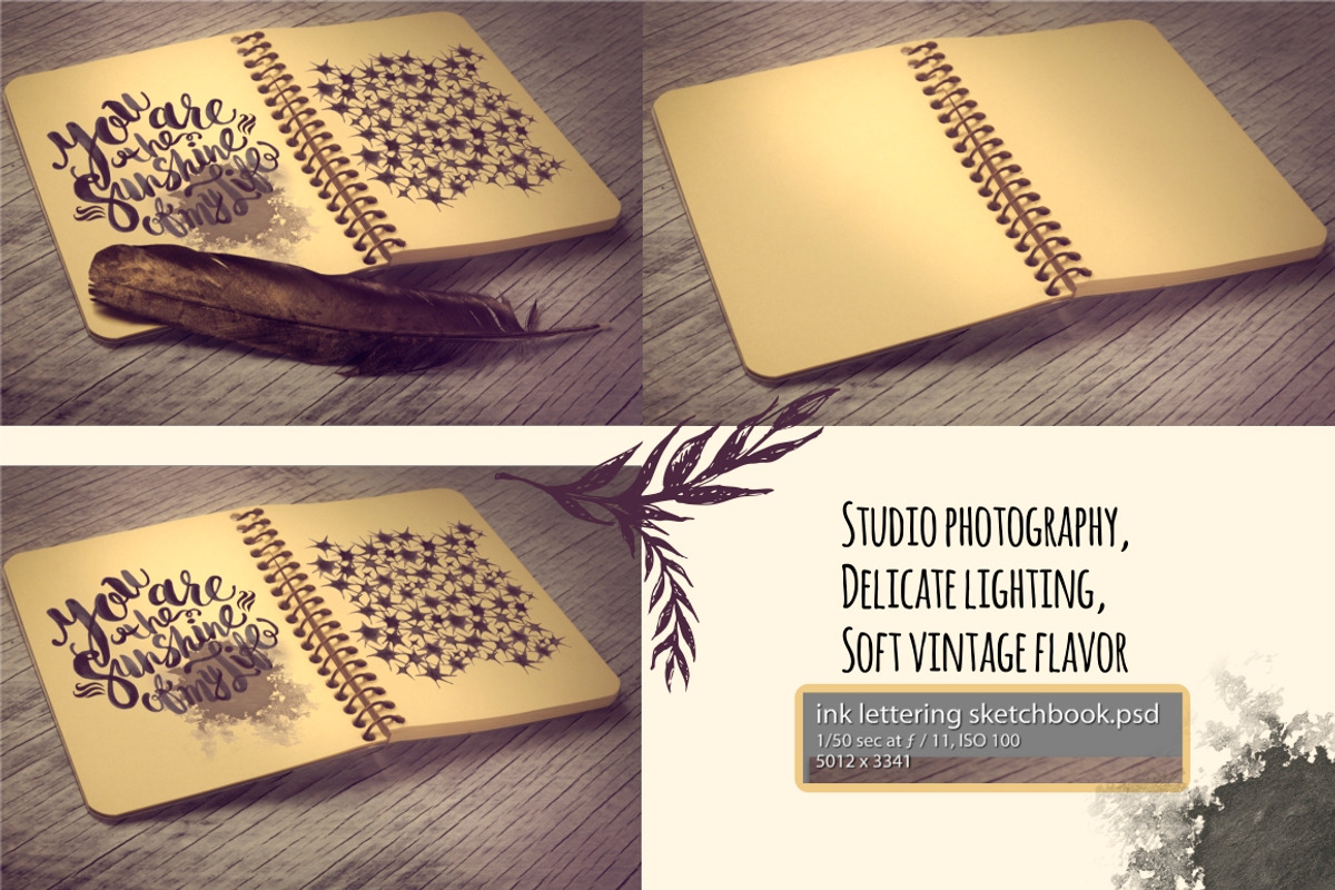 Ink Lettering Sketchbook Mockup, a Books & Magazine Mockup by Seamless and more stuff (Photo 2 of 3)