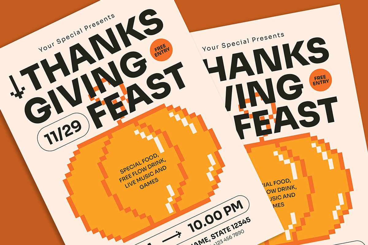 Minimal Thanksgiving Flyer, a Flyer Template by Gumico Studio. (Photo 2 of 3)