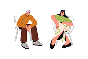 Happy people sitting on chairs set, a Person Illustration by PaperTrident (Thumbnail 3 of 8)