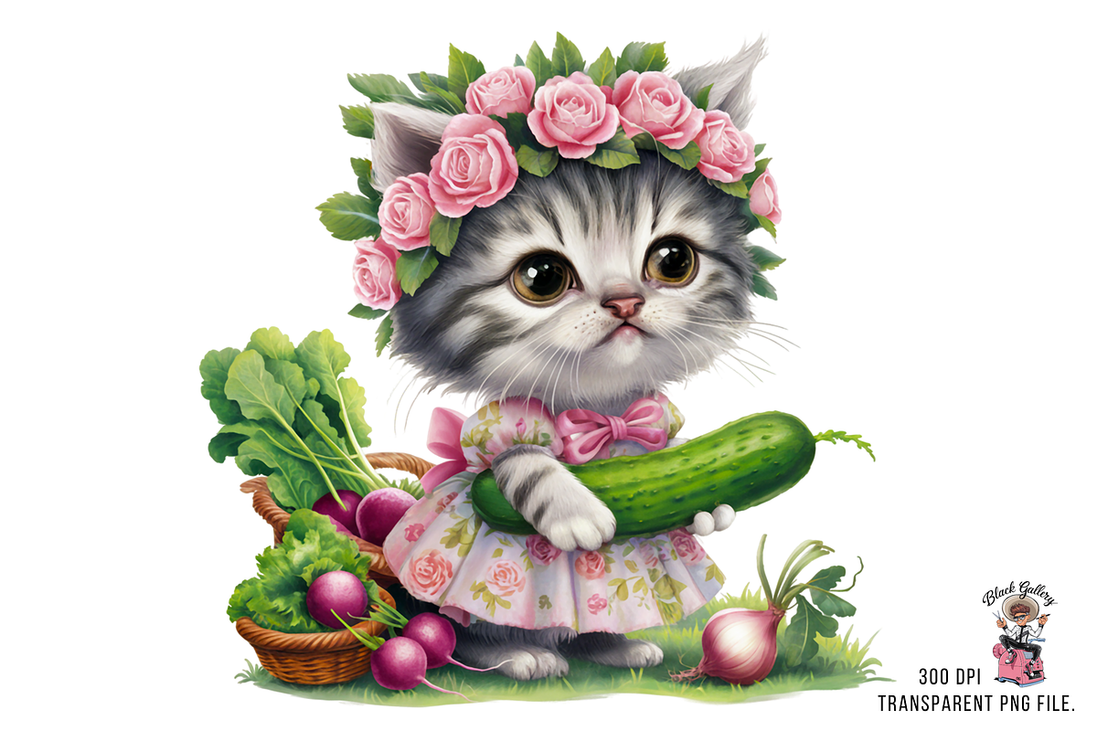 Vegetables Gardener Cat PNG Bundle, a Graphic by Clipart Bloom (Photo 5 of 13)