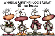 Whimsical Christmas Goose Clipart, an Illustration by Pixels.Craft (Thumbnail 1 of 6)
