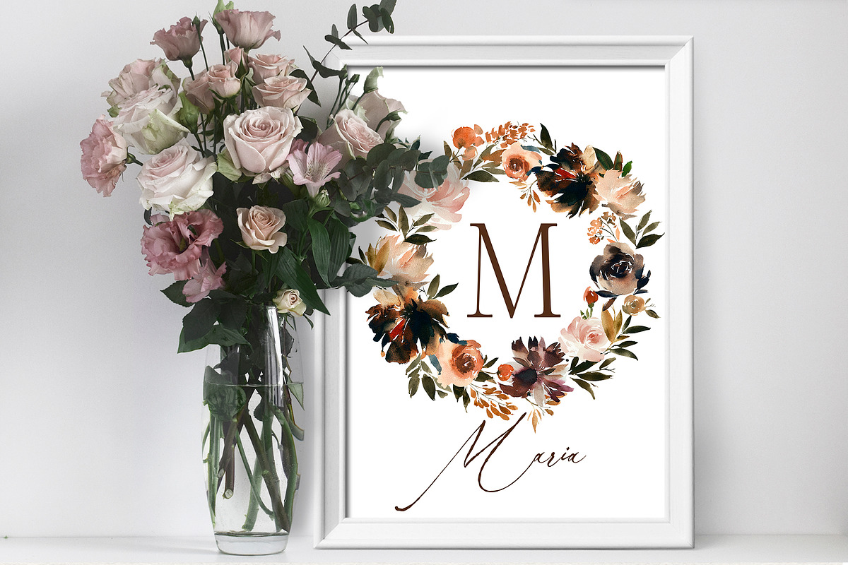 Coffe & Nude Watercolor Flowers PNG, a Decorative Illustration by whiteheartdesign (Photo 7 of 11)