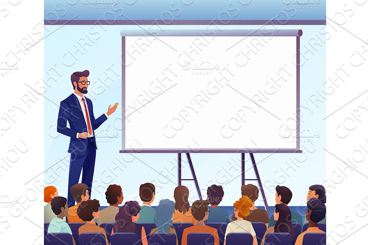 Business Man Talk Seminar Class Team, a Person Illustration by Christos Georghiou