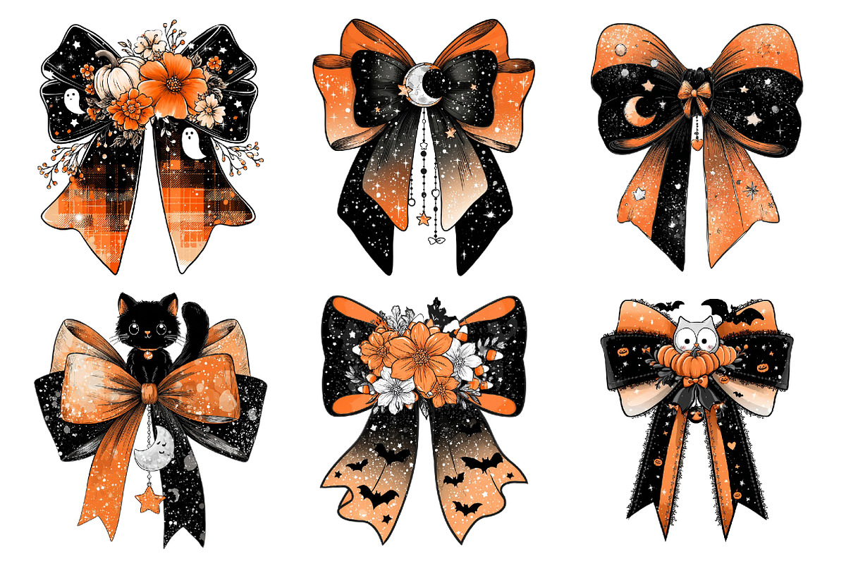Whimsical Halloween Bow Clipart, a Seasonal Illustration by Creative Art (Photo 5 of 6)