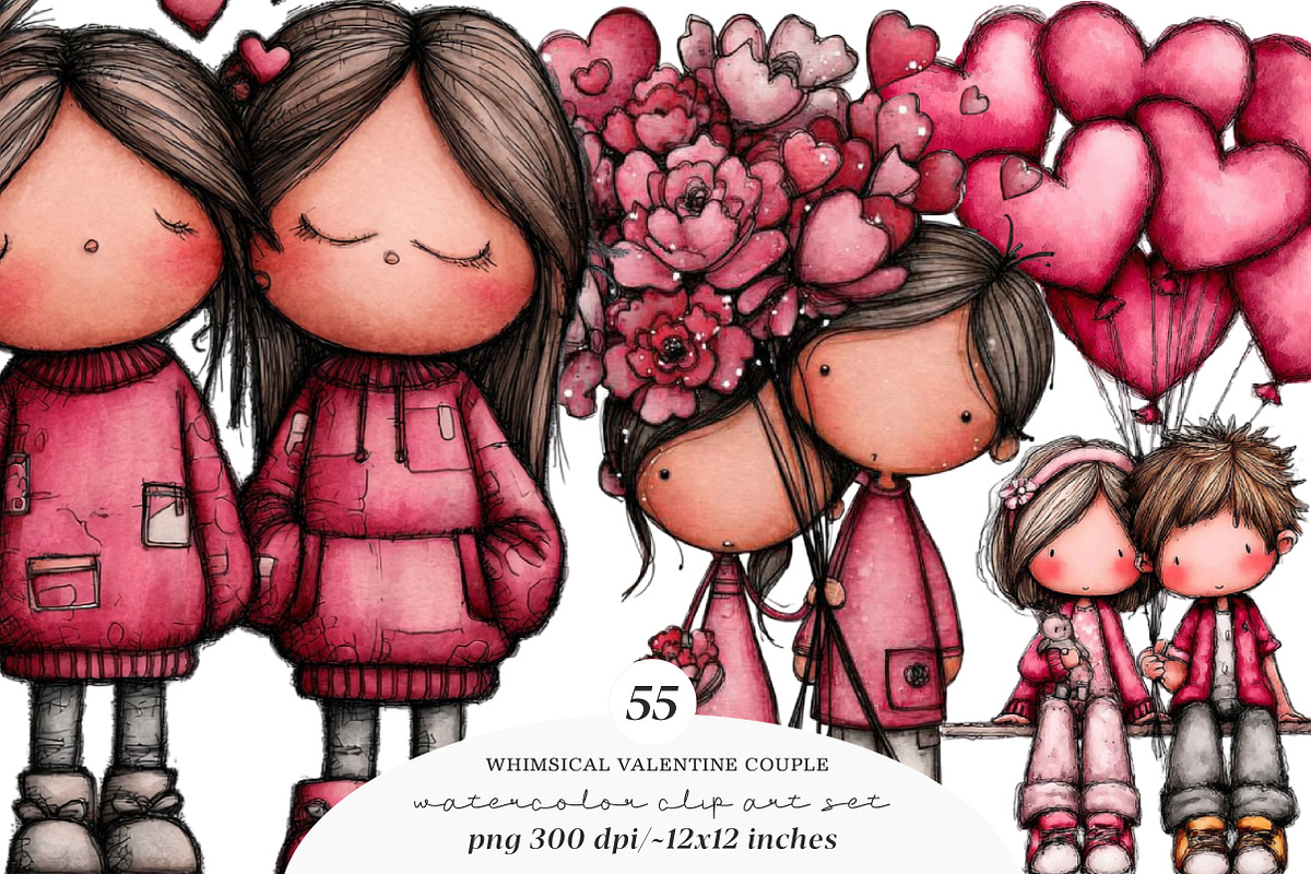 Valentines Couple Clipart, an Illustration by SinaCreation (Photo 1 of 11)