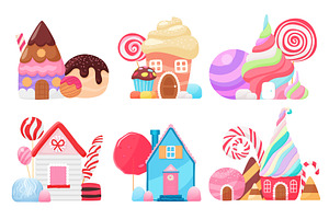 Candy houses set, fairy tale, an Object Illustration by Lemberg Vector