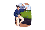 People play pool at billiard table, a Sport Illustration by PaperTrident (Thumbnail 4 of 8)