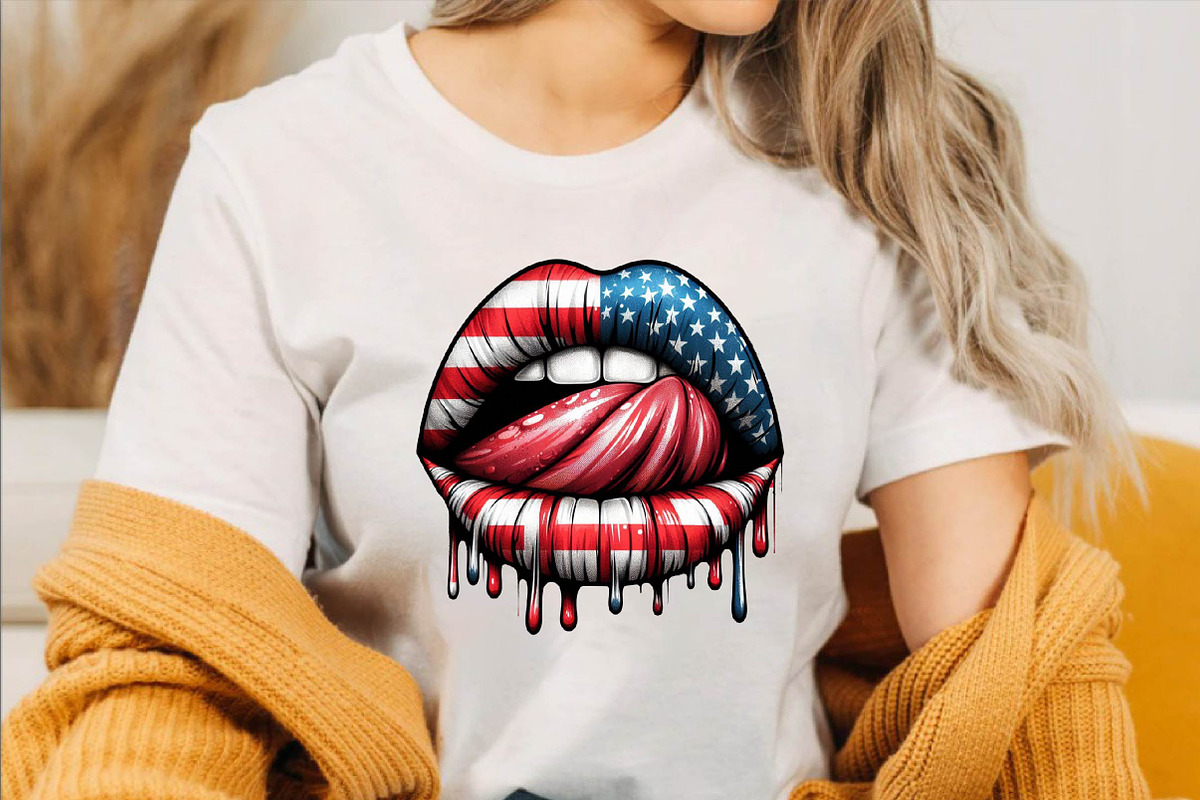 4th of July USA Dripping Lips, an Illustration by SVGArt (Photo 3 of 8)