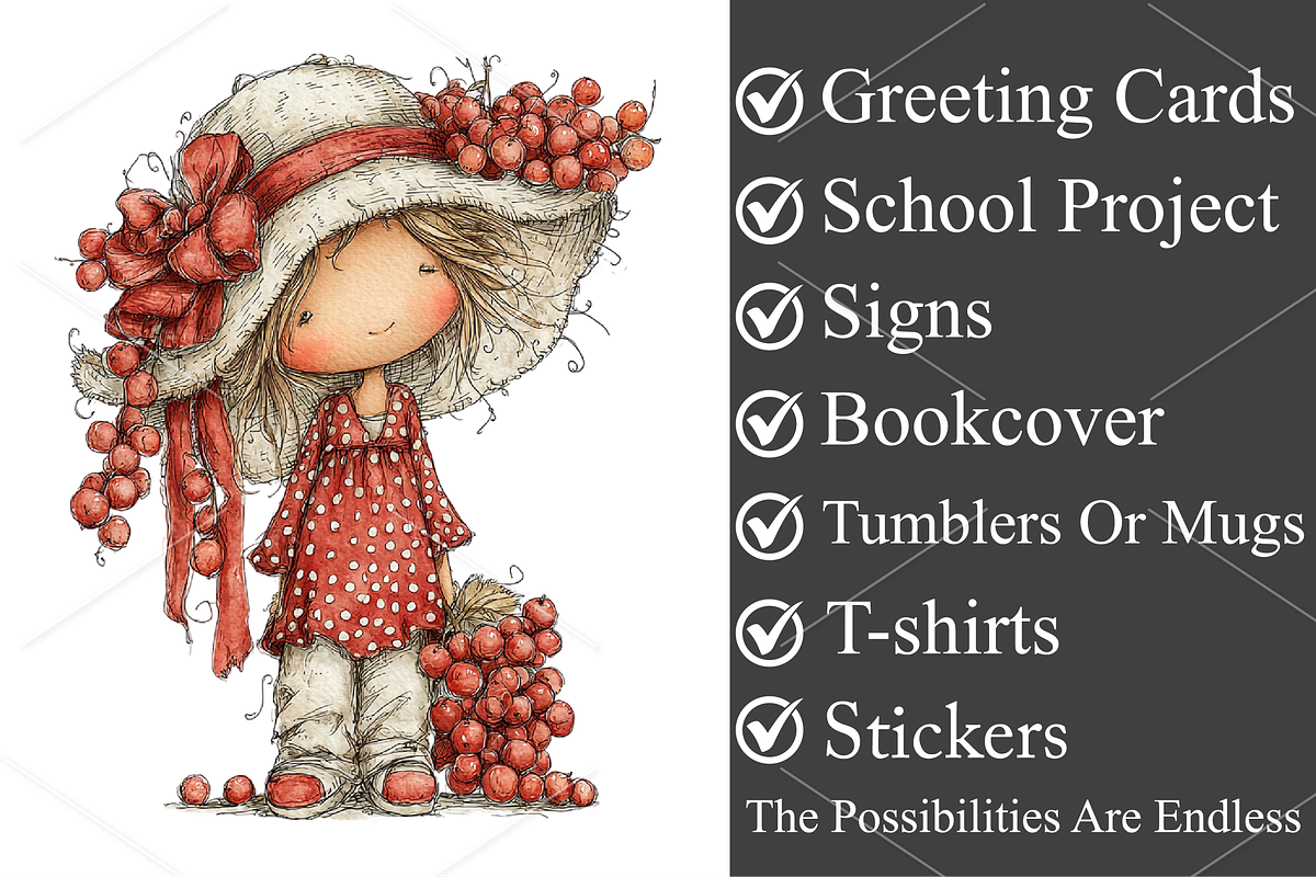 Watercolor Coquette Farm Girl PNG, a Seasonal Illustration by Canvas Craft (Photo 2 of 5)