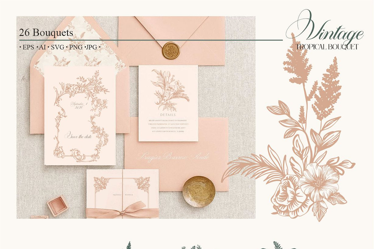 Vintage Tropical Bouquet, a Pattern Graphic by Collection by VY (Photo 8 of 11)