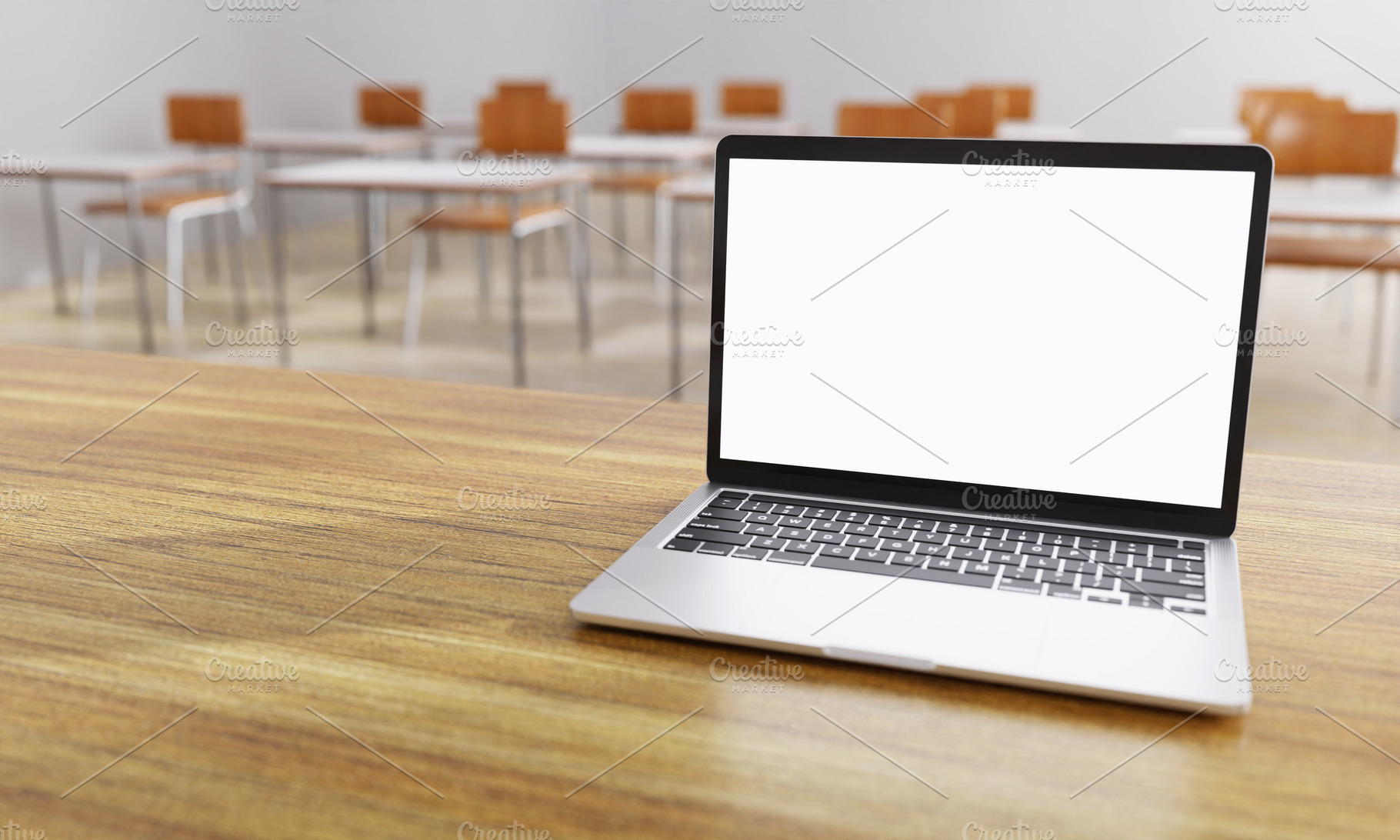 Close up of white isolated cut out laptop monitor display with c, a Technology Photo by Ministocker