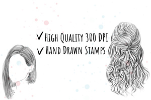 11 Hair Stamps For Procreate Bonus