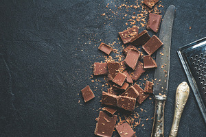 The chunks of chocolate