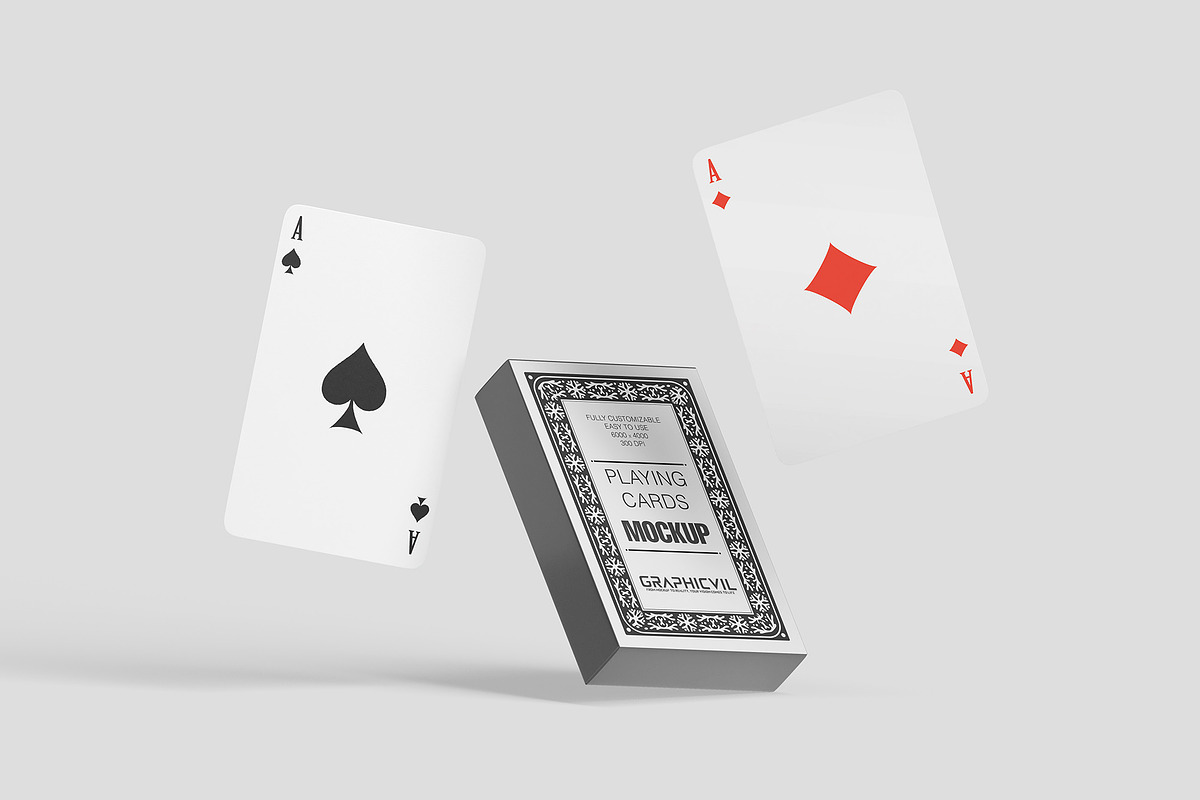 Playing card mockup Card game mockup, an Advertising Mockup by GraphicVil (Photo 7 of 9)
