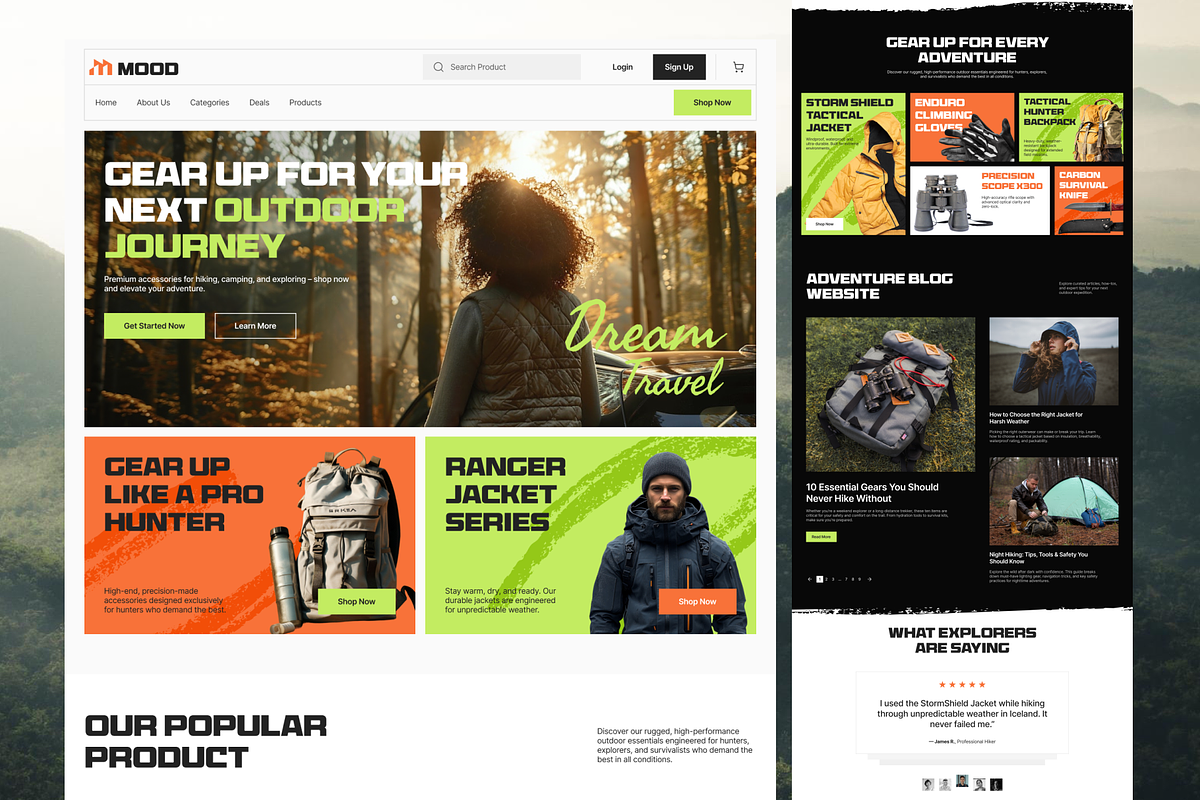 Mood - eCommerce Outdoor Gear, an UI Kit Template by Sans Design