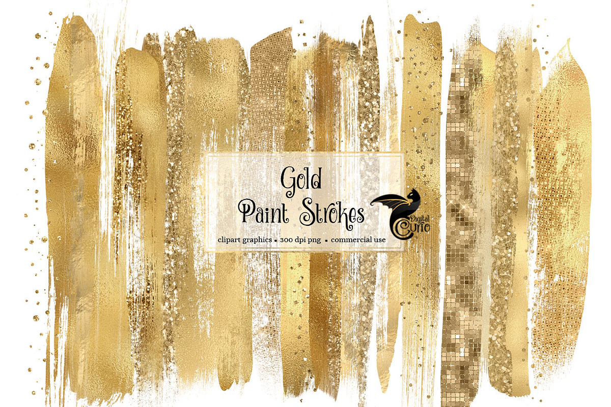 Gold Paint Strokes Clip Art