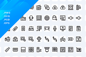 50 Computer Icons, an Outline Icon by Wencory