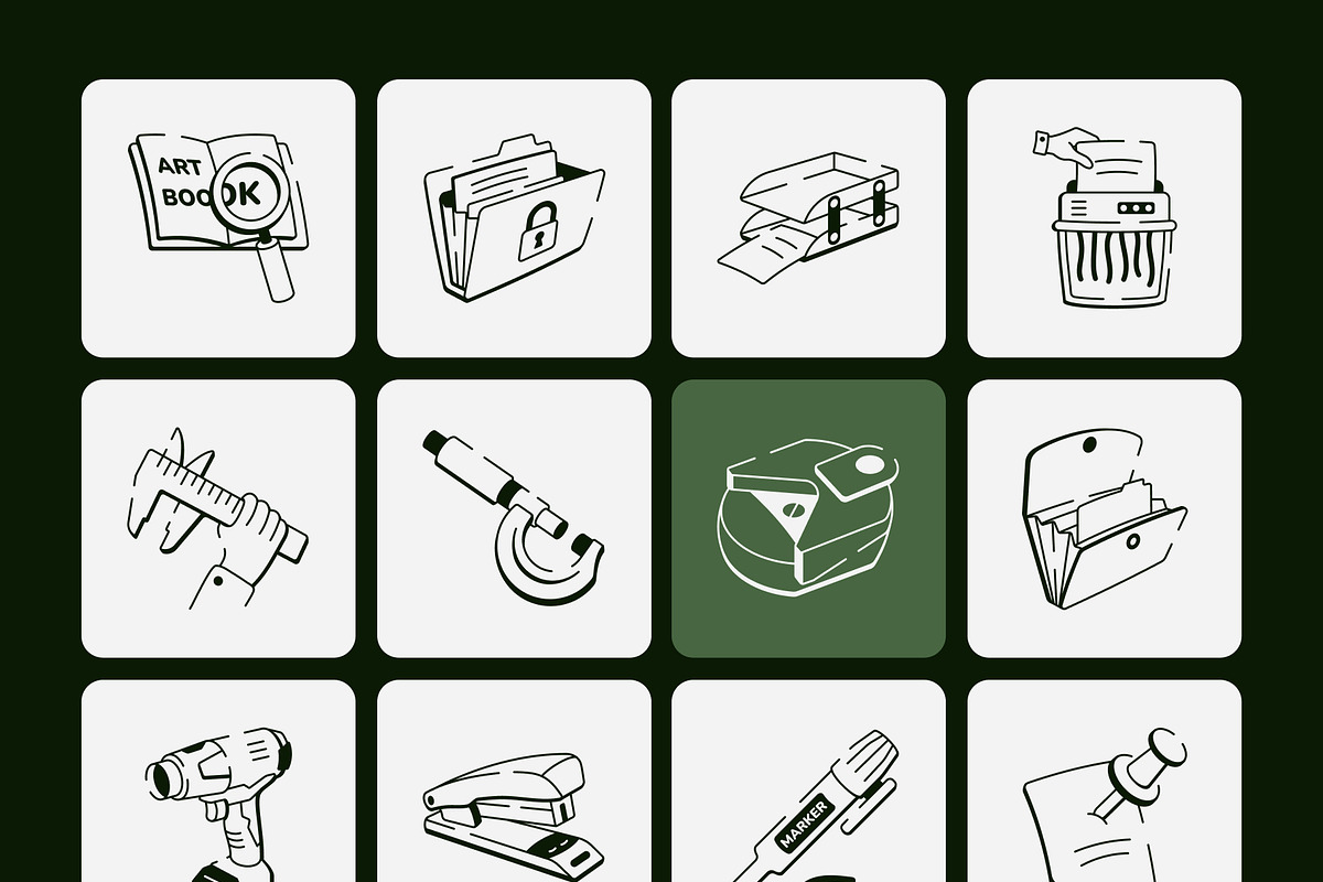 Stationery Tools Drawing Art Set, an Outline Icon by Vectors Market (Photo 8 of 8)