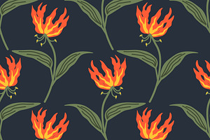 Seamless flame lily
