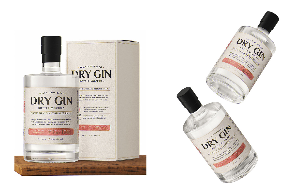GIN BOTTLE MOCKUP V3, a Product Mockup by HexenDesigns (Photo 2 of 13)