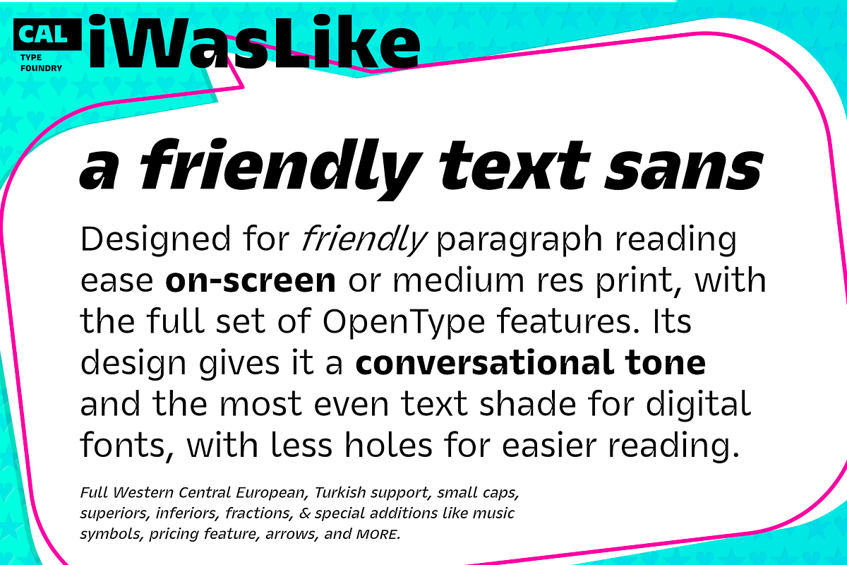 iWasLike Pro - 30 FONTS FULL FAMILY, a Sans Serif Font by California Type Foundry (Photo 4 of 11)