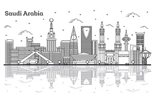 Outline Saudi Arabia City Skyline.