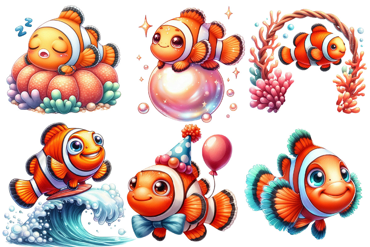 Cute Clownfish Clipart, an Illustration by Designworld (Photo 2 of 5)