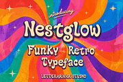 Nestglow Retro Wave Funky Font, a Handwritten Font by Letterhanna Studio (Thumbnail 1 of 9)